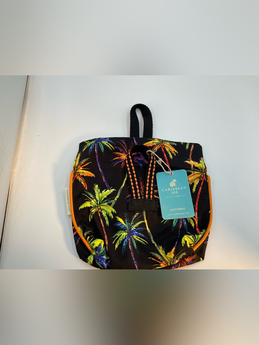 Caribbean Joe Black Mini Belt Bag with Neon Palm Print
